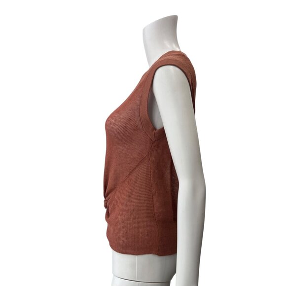 $330 Veronica Beard Brown Knit Kellen Twist Linen Sweater Tank Top size XS - Picture 7 of 9